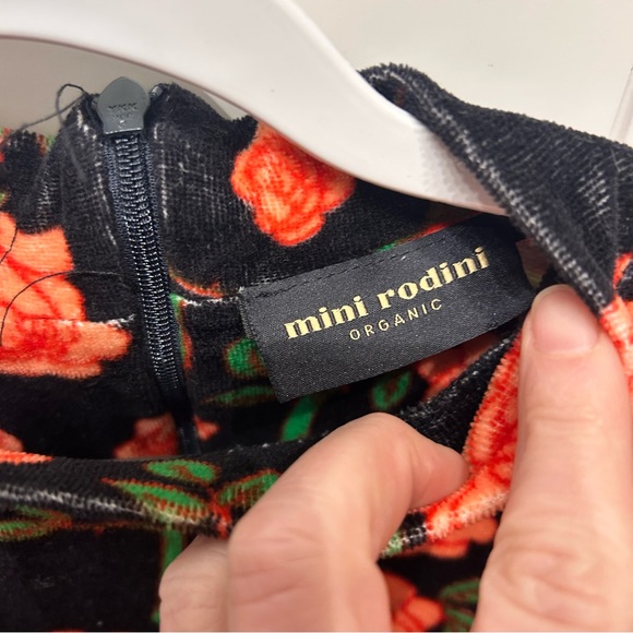 MINI RODINI ROSES VELOUR LONG SLEEVE DRESS size 3-5 - Picture 4 of 6